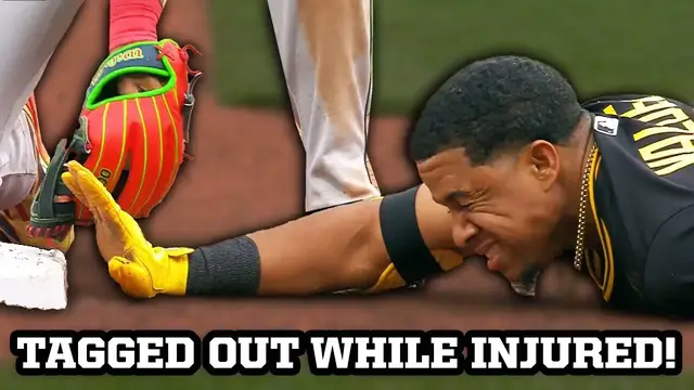 'Video thumbnail for José Ramirez tags out Enmanuel Valdez while he was injured calling timeout, a breakdown'