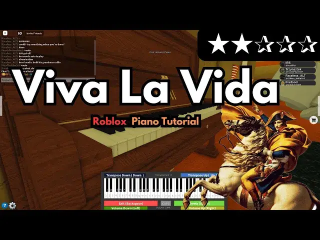 'Video thumbnail for Coldplay - Viva La Vida  (EASY Roblox/Virtual Piano Tutorial)'