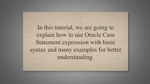 'Video thumbnail for Oracle Case Statement : (Simple Case, Searched Case)'