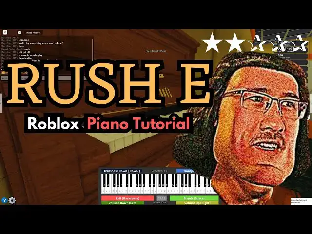 'Video thumbnail for RUSH E (EASY Roblox/Virtual Piano Tutorial) + SHEETS IN DESCRIPTION'