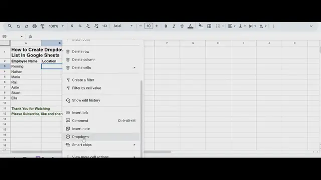 'Video thumbnail for Dropdown List in Google Sheets'