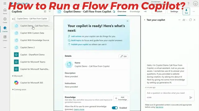 'Video thumbnail for How to Create and Run a Flow From Copilot Studio?'