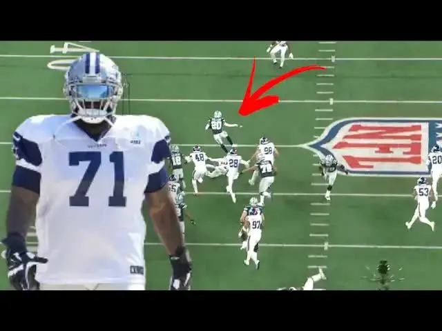 'Video thumbnail for #Cowboys Jason Peters’ first offensive snap = 46-yards for Tony Pollard'