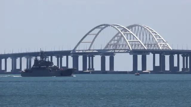 'Video thumbnail for Russian bridge to Crimea reopens after Ukrainian attack'