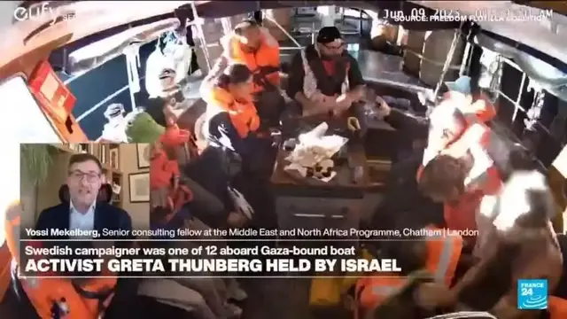 'Video thumbnail for Israeli forces seize Gaza-bound aid boat and detain activists'