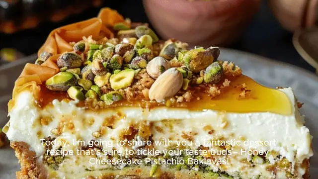 'Video thumbnail for Honey Cheesecake Pistachio Baklava recipe'