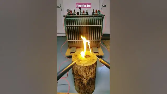 'Video thumbnail for Electric Arc formed using transformer. #electrical #classroom #high #voltage #danger'