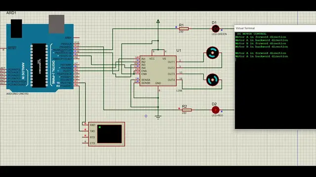 'Video thumbnail for L298D H-Bridge Motor Driver Interfacing in proteus'