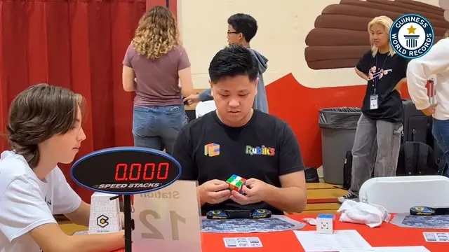 'Video thumbnail for  Max shatters the cubing world record'