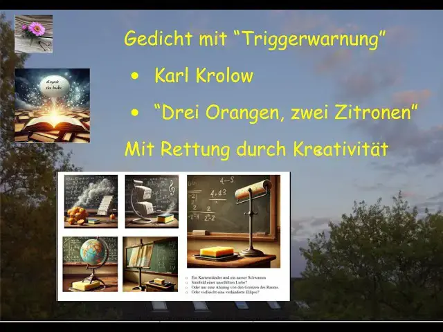 'Video thumbnail for Triggerwarnung für ein Gedicht? Oder Flucht in Kreativität: Beispiel: Krolow, Drei Orangen ...'