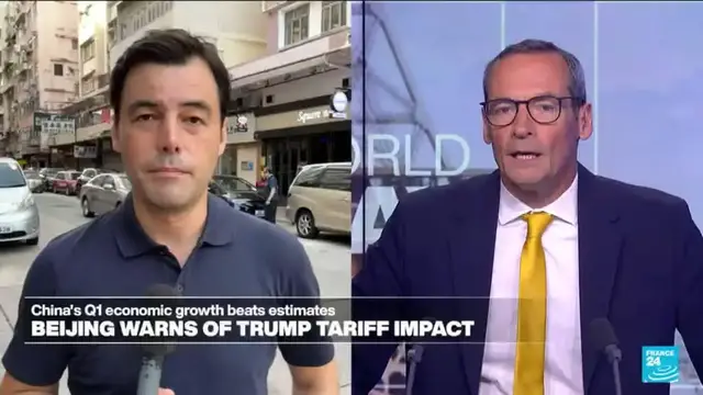 'Video thumbnail for Chinese economy grows 5.4%, surpassing quarterly forecasts amid looming trade war'