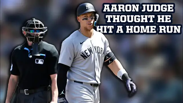 'Video thumbnail for Aaron Boone ejected because he thought umpires robbed Aaron Judge of a home run, a breakdown'