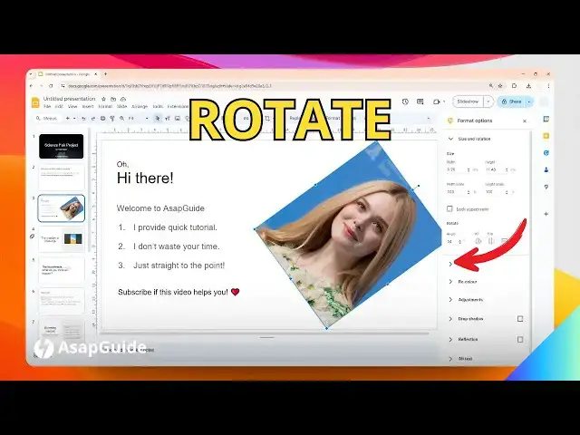 'Video thumbnail for How to Rotate a Picture in Google Slides'