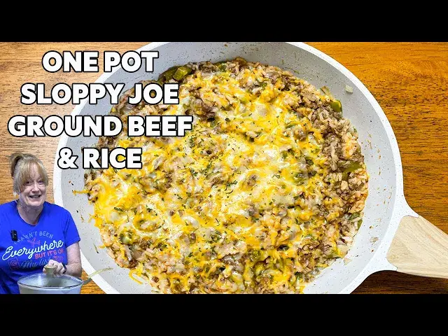 'Video thumbnail for ONE POT SLOPPY JOE GROUND BEEF & RICE DINNER'