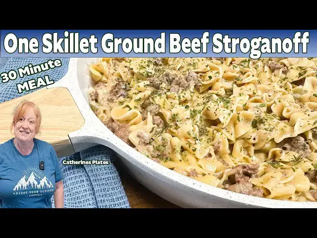 'Video thumbnail for GROUND BEEF STROGANOFF 30 Minute One Skillet Meal'