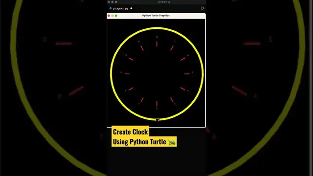 'Video thumbnail for Draw Clock Using Python Turtle 😊 Coding Status  #shorts #coding #programming'