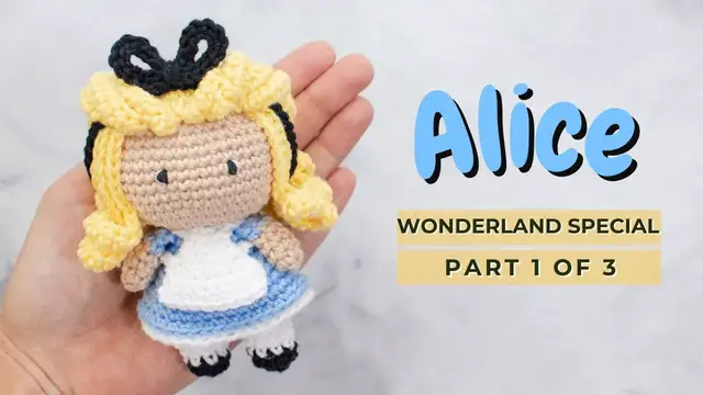 'Video thumbnail for Alice crochet amigurumi doll pattern. How to crochet a doll video tutorial PART 1'