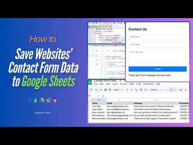 'Video thumbnail for How to Save Websites’ Contact Form Data to Google Sheets'