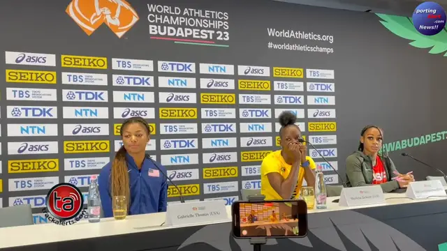 'Video thumbnail for Sha'Carri Richardson, Shericka Jackson, Gabby Thomas women 200m Press Conference'