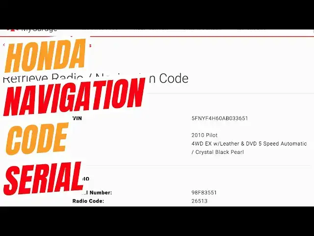 'Video thumbnail for Find Your Honda Navigation Code Serial Without Removing Unit'