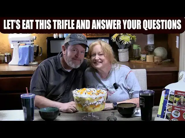 'Video thumbnail for GET THE SCOOP! ANSWERING YOUR QUESTIONS WHILE EATING TRIFLE CAKE'
