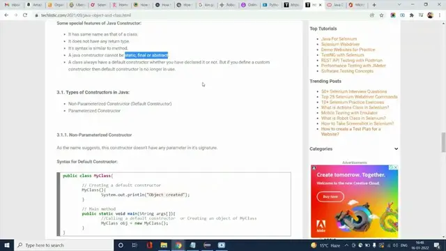 'Video thumbnail for What is Java Constructor? | Types of Java Constructor | TECHLISTIC.COM'