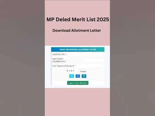 'Video thumbnail for MP Deled Merit List 2025 And Allotment letter Download #mpdeled #meritlist2025 #mp #mponline'