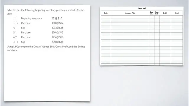 'Video thumbnail for Accounting for Inventory Sales -  Intermittent LIFO example'