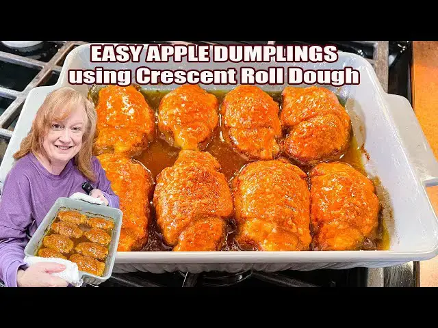 'Video thumbnail for Easy APPLE DUMPLINGS Using Crescent Roll Dough'