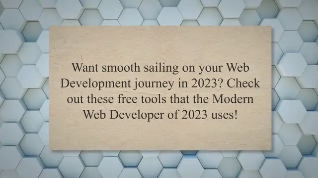 'Video thumbnail for 7 free Tools for Modern Web Developers in 2023'