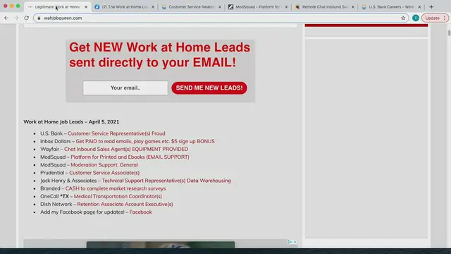 'Video thumbnail for EMAIL SUPPORT, CHAT AGENTS + MORE New Work at Home Job Leads 4_6_21'
