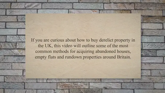 'Video thumbnail for How To Buy Derelict Property'