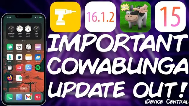 'Video thumbnail for iOS 15.0 - 16.1.2 JAILBREAK News: IMPORTANT Cowabunga UPDATE! GET IT RIGHT NOW! Fixes BOOTLOOP'