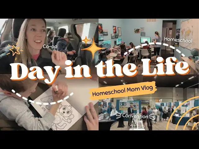 'Video thumbnail for *FULL* DAY IN THE LIFE HOMESCHOOL MOM OF 4 || Homeschooling ✏️ Co-op 🎒 Convention Shopping 🛍️'