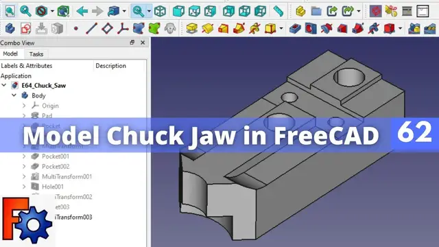 'Video thumbnail for Model Chuck Jaw in FreeCAD 62 | FreeCAD Part Design | Mechnexus |'