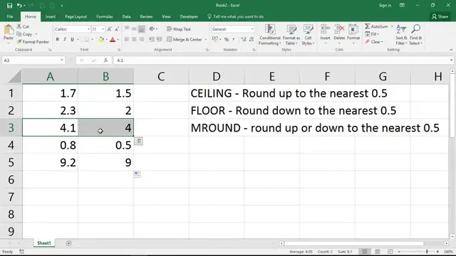 'Video thumbnail for Round a Value to the Nearest 0.5 - Excel Formula'