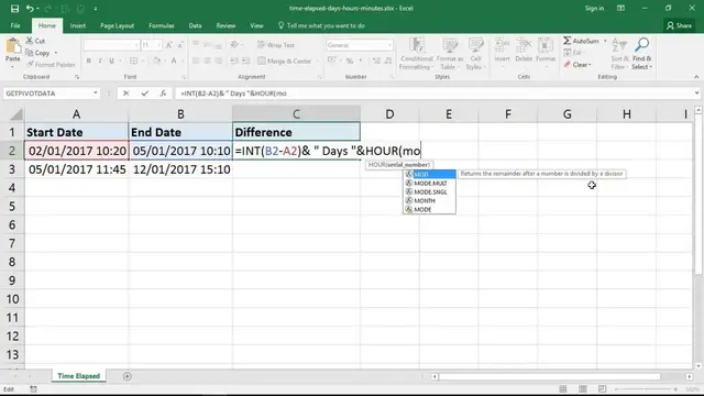 'Video thumbnail for Excel Formula for Time Elapsed in Days, Hours and Minutes'
