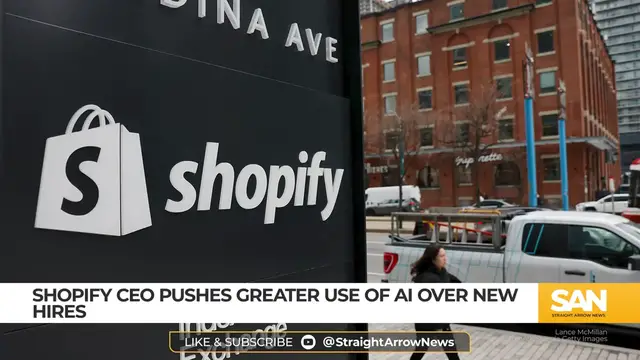 'Video thumbnail for Shopify CEO pushes greater use of AI instead of hiring new employees'