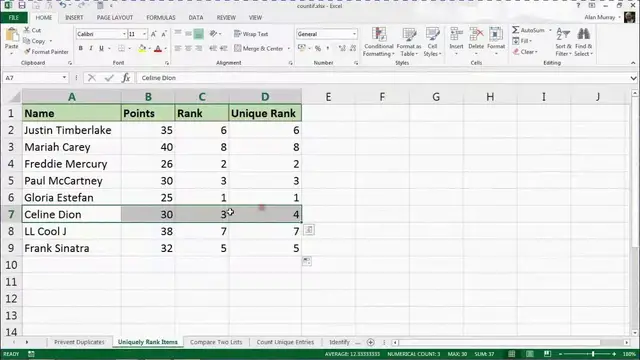 'Video thumbnail for 5 Reasons to use COUNTIF - #2 Unique Ranking of Values'