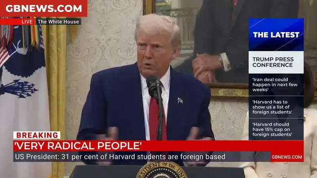 'Video thumbnail for WATCH: Donald Trump blasts 'antisemitic' Harvard and takes aim at foreign student levels'
