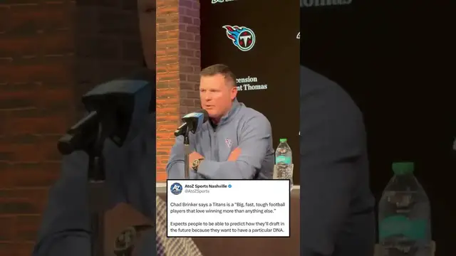 'Video thumbnail for #Titans President of Football Operations, Chad Brinker, on what he believes is a ‘Titan’ ️ #nfl'