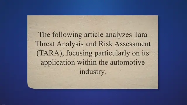 'Video thumbnail for Tara threat analysis and risk assessment'
