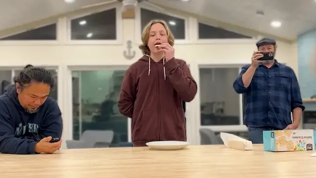 'Video thumbnail for Teen eats most notoriously chewy crackers in one minute'