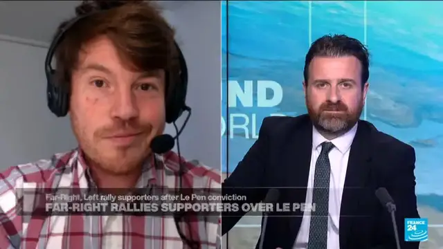 'Video thumbnail for Far-right supporters rally across France on Sunday over Marine Le Pen’s conviction'