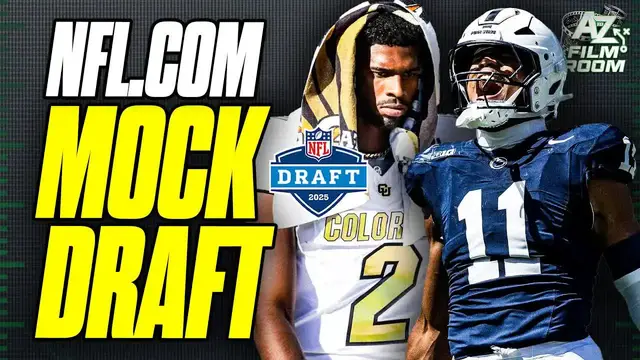 'Video thumbnail for a to z sports film room: nfl mock draft 2025 reaction: browns shocker, sanders slide, & unexpected picks!'
