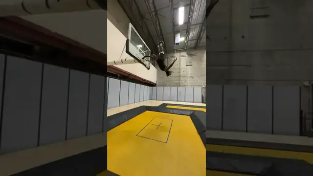 'Video thumbnail for (355) trampoline backflip basketball dunk'