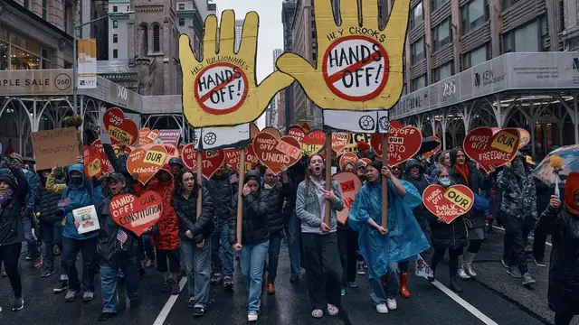 'Video thumbnail for ‘Hands Off’ protesters rally across US to oppose Trump’s policies'