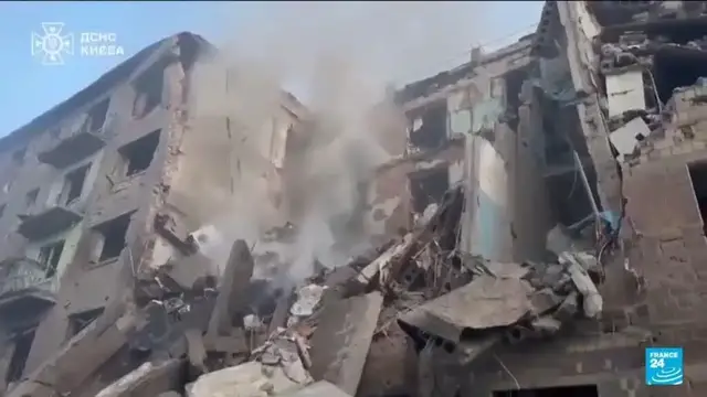 'Video thumbnail for Russia hits Kyiv with deadly drone and missile barrage'