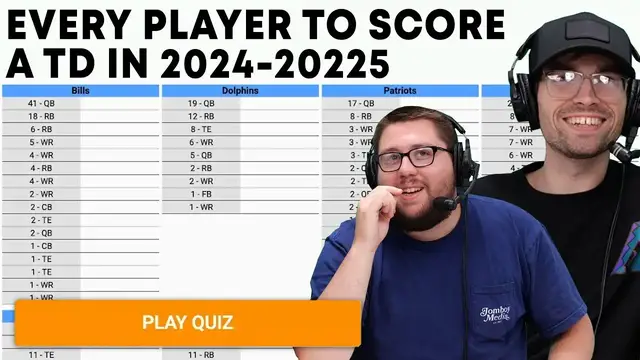 'Video thumbnail for Naming EVERY player to score a touchdown in 2024 (NFL Sporcle)'