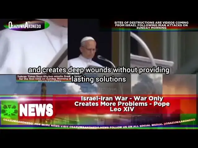 'Video thumbnail for Israel-Iran War - War Only Creates More Problems - Pope Leo XIV'